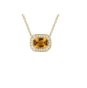 Citrine and Diamond Necklace in white gold